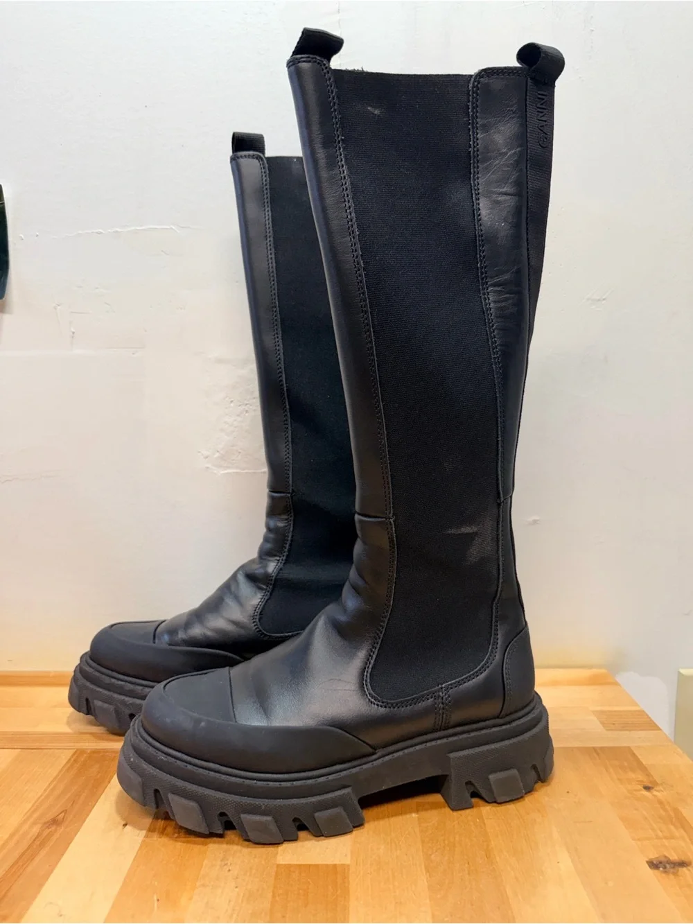 Ganni Black Over-the-Knee Chunky Chelsea Boot
